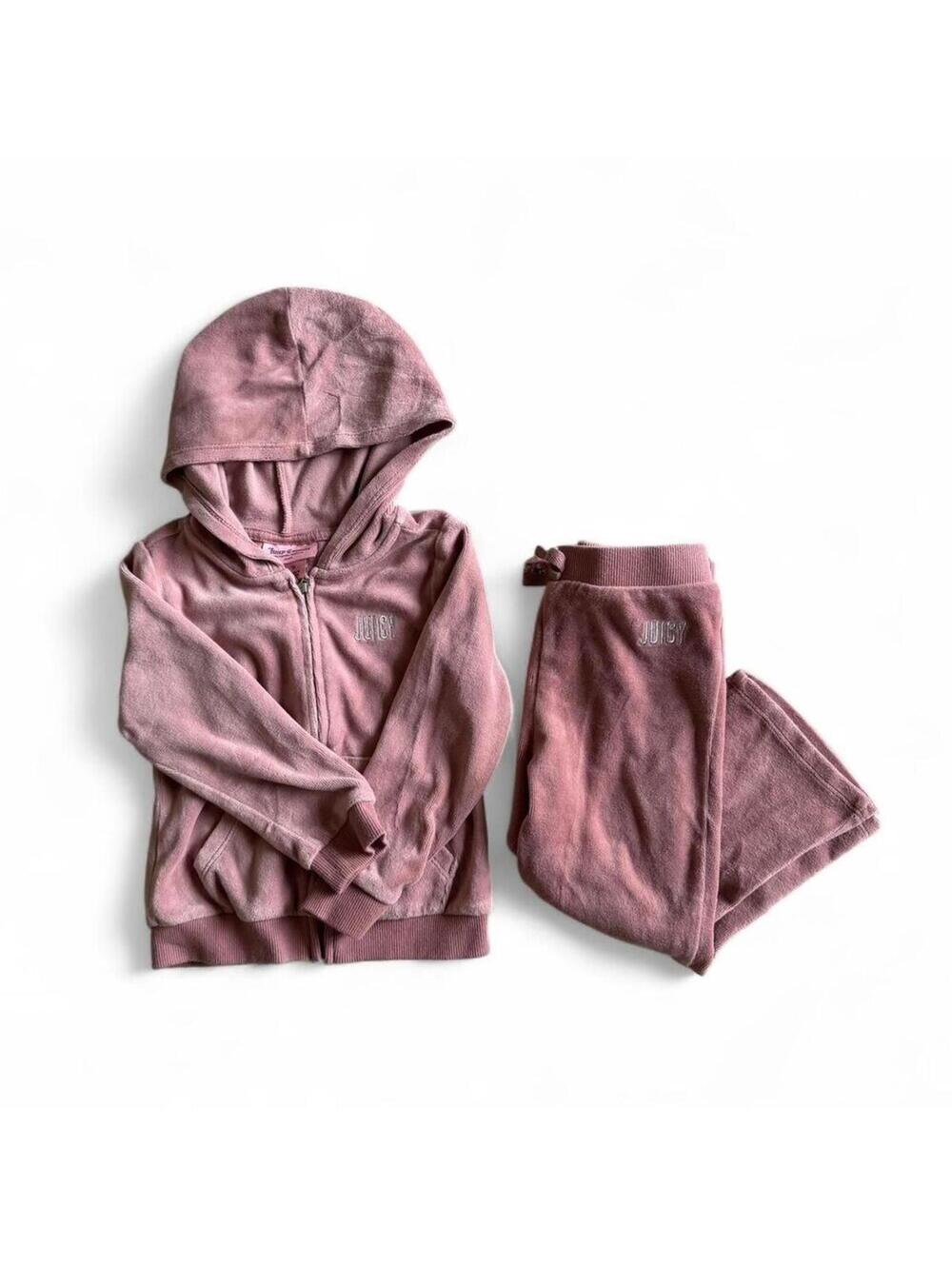 LIttle GIRLS Y2K Juicy Couture pink tracksuit Size 3 years Velour hoodie pants
